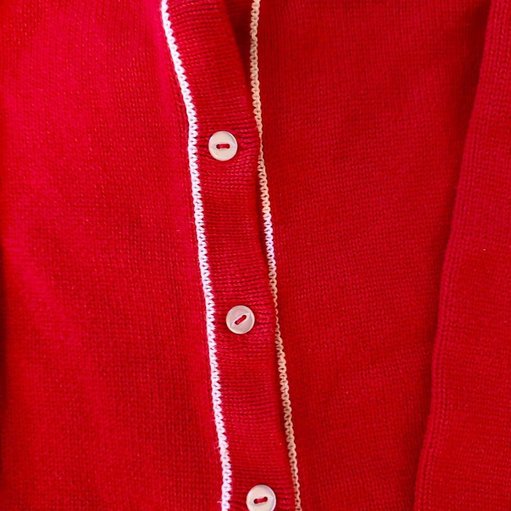 bella bliss Red Knit Cardigan with White Trim - Picture 2 of 2
